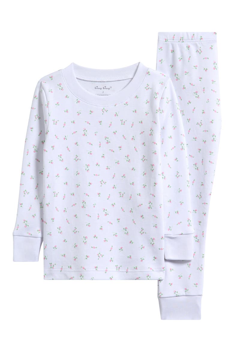Kids' Rosebud Print Fitted Pima Cotton Two-Piece Pajamas, Main, color, GARDEN ROSES WH