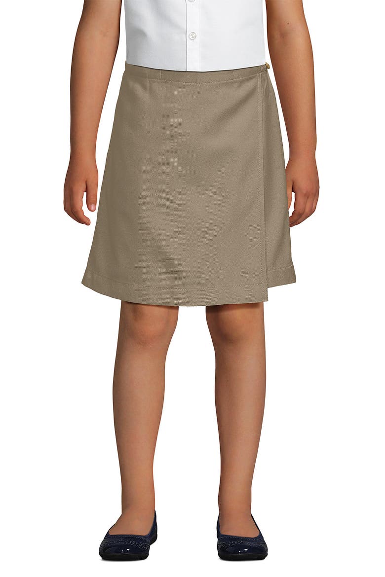 School Uniform Girls Solid A Line Tab Skort Top of Knee, Main, color, Khaki