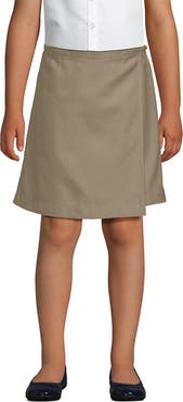 Lands' End School Uniform Girls Solid A Line Tab Skort Top of Knee