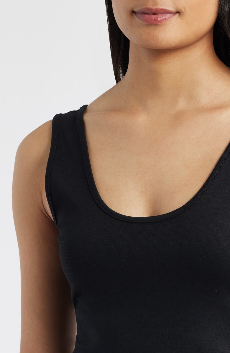 Loveappella Sleeveless Scoop Neck Midi Dress, Alternate, color, Black/ White