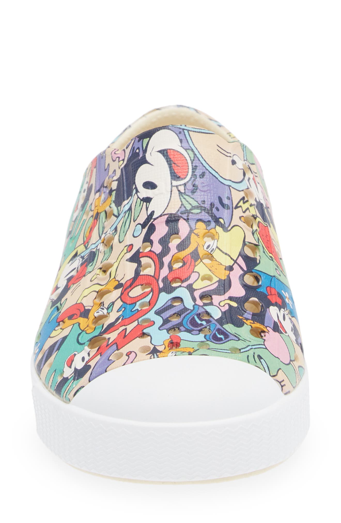x Disney Kids' Jefferson Print Slip-On Sneaker, Alternate, color, BNWHT/ SHLWHT/ TROPMICKEYAOP