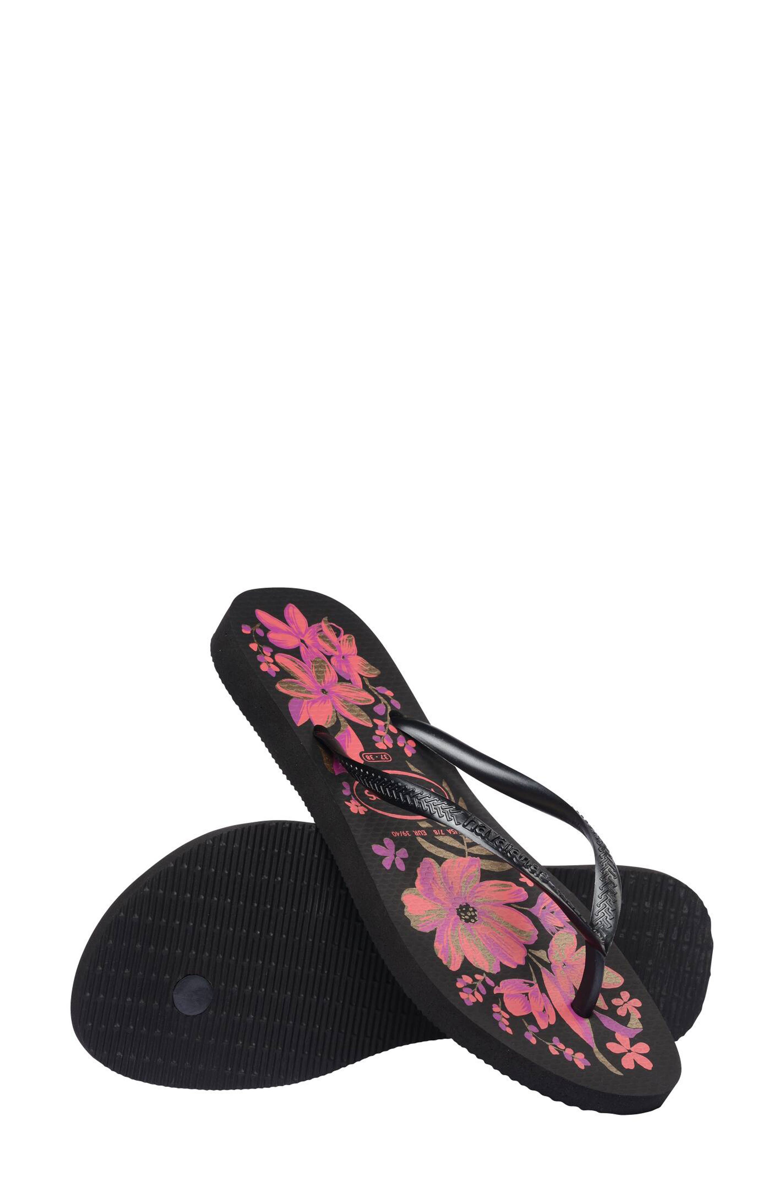 Havaianas Slim Flip Flop, Alternate, color, Black/ Grey/ Gold