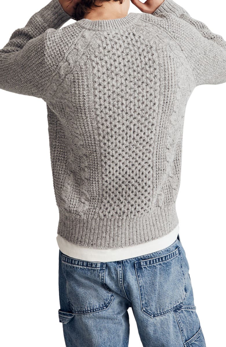Madewell Cable Knit Fisherman's Sweater, Alternate, color, 