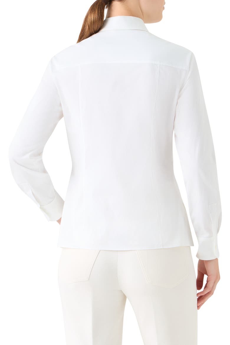 Pleated Bib Stretch Poplin Button-Up Shirt, Alternate, color, WHITE