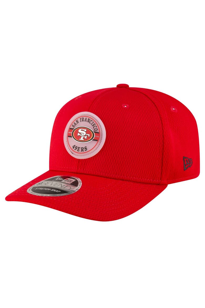 Men's New Era Scarlet San Francisco 49ers Adventure Patched 9SEVENTY Stretch-Snap Adjustable Hat, Main, color, Scarlet