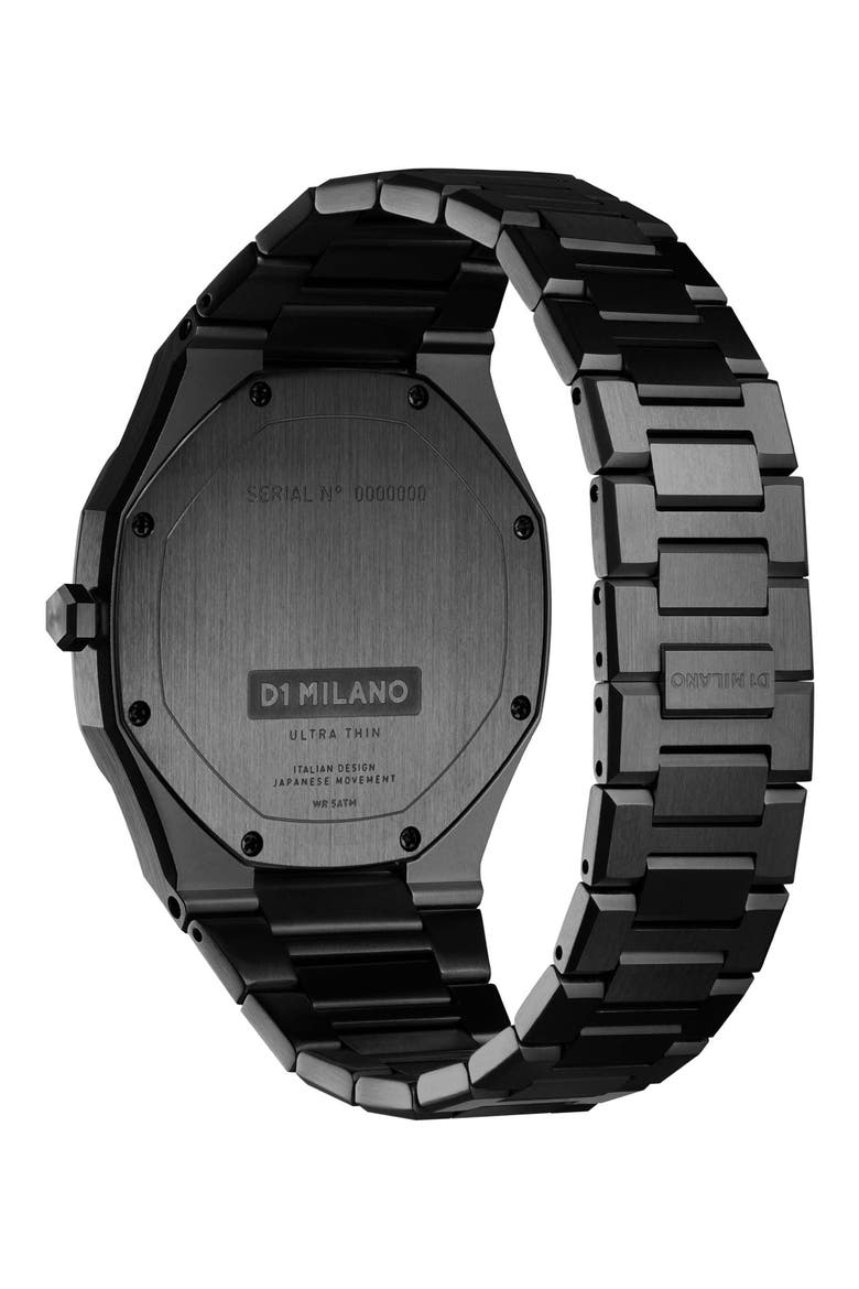 Black DLC Ultra Thin Bracelet Watch, 40mm, Alternate, color, BLACK