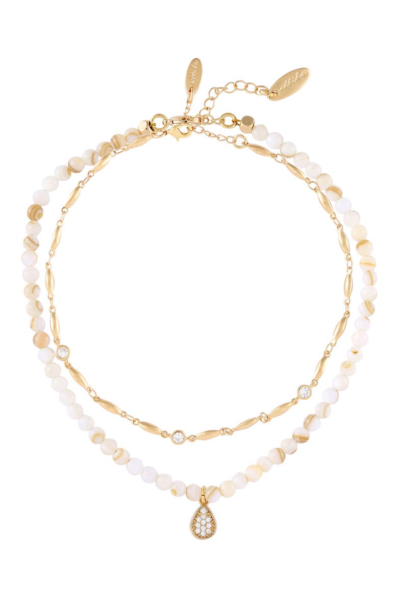 Set of 2 Shell Bead Anklets, Main, color, GOLD