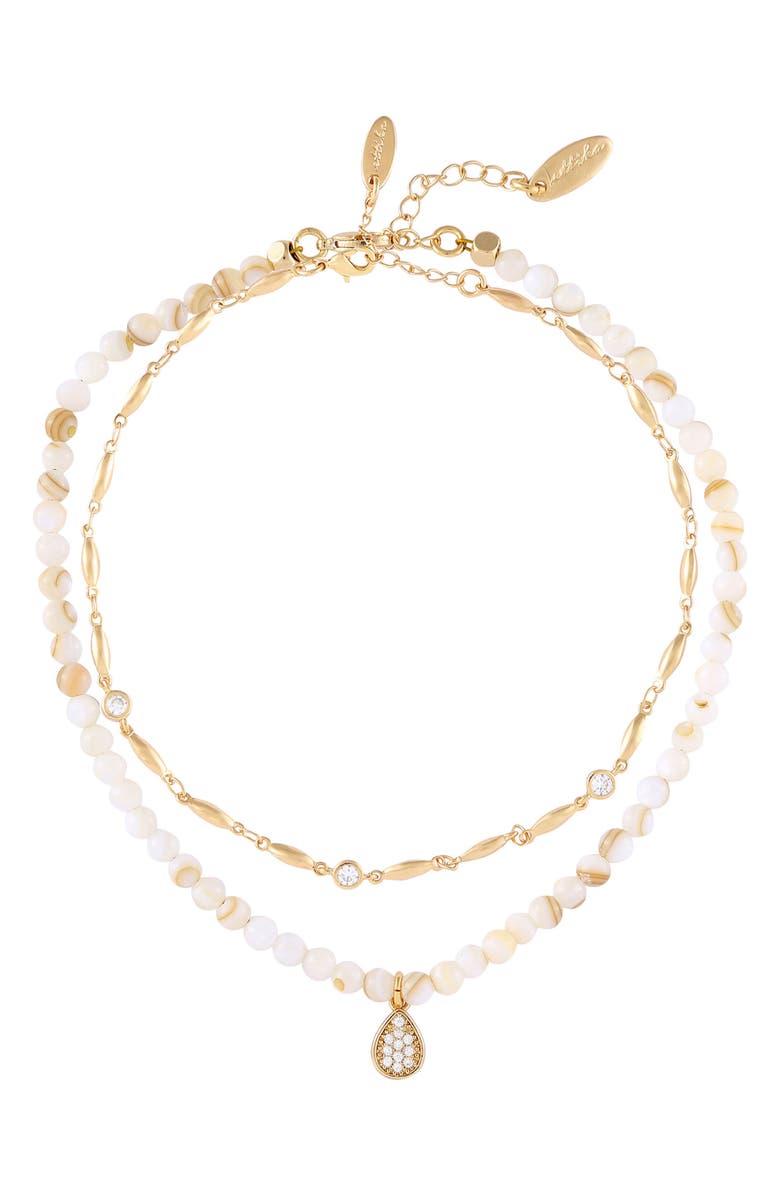 Ettika Set of 2 Shell Bead Anklets, Main, color, 