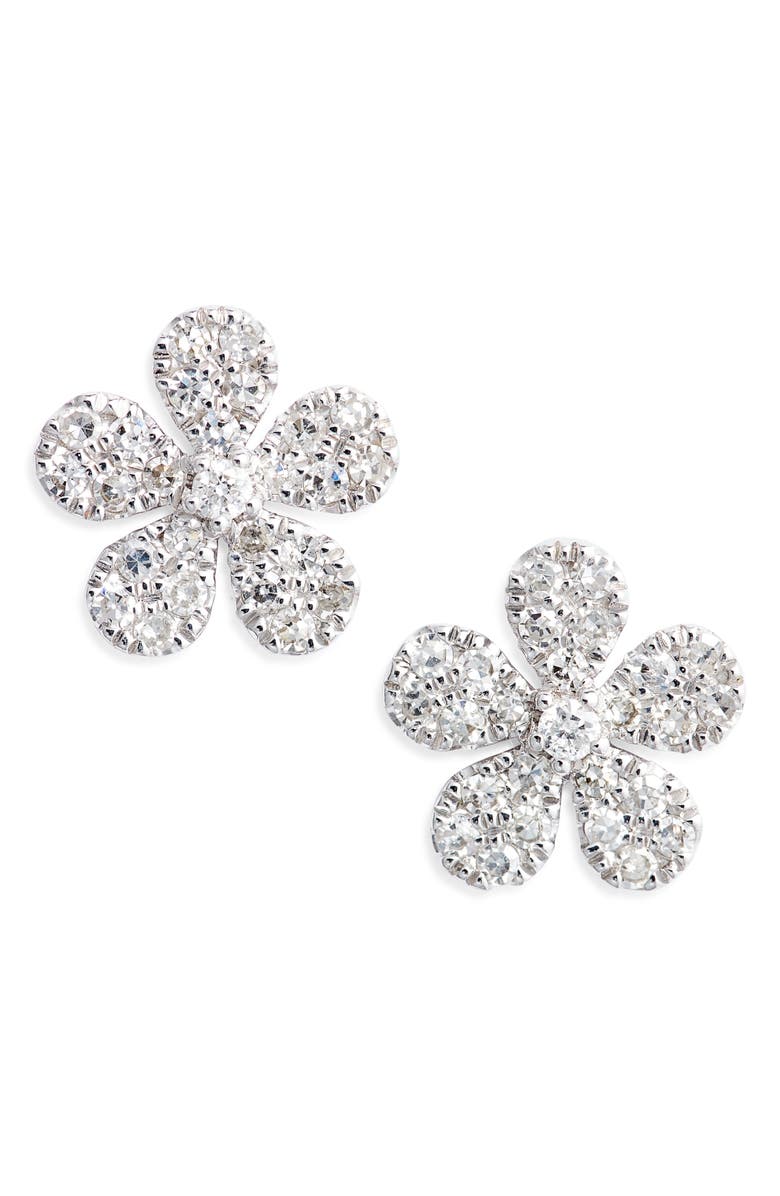 Meira T Diamond Pavé Flower Stud Earrings, Main, color,
