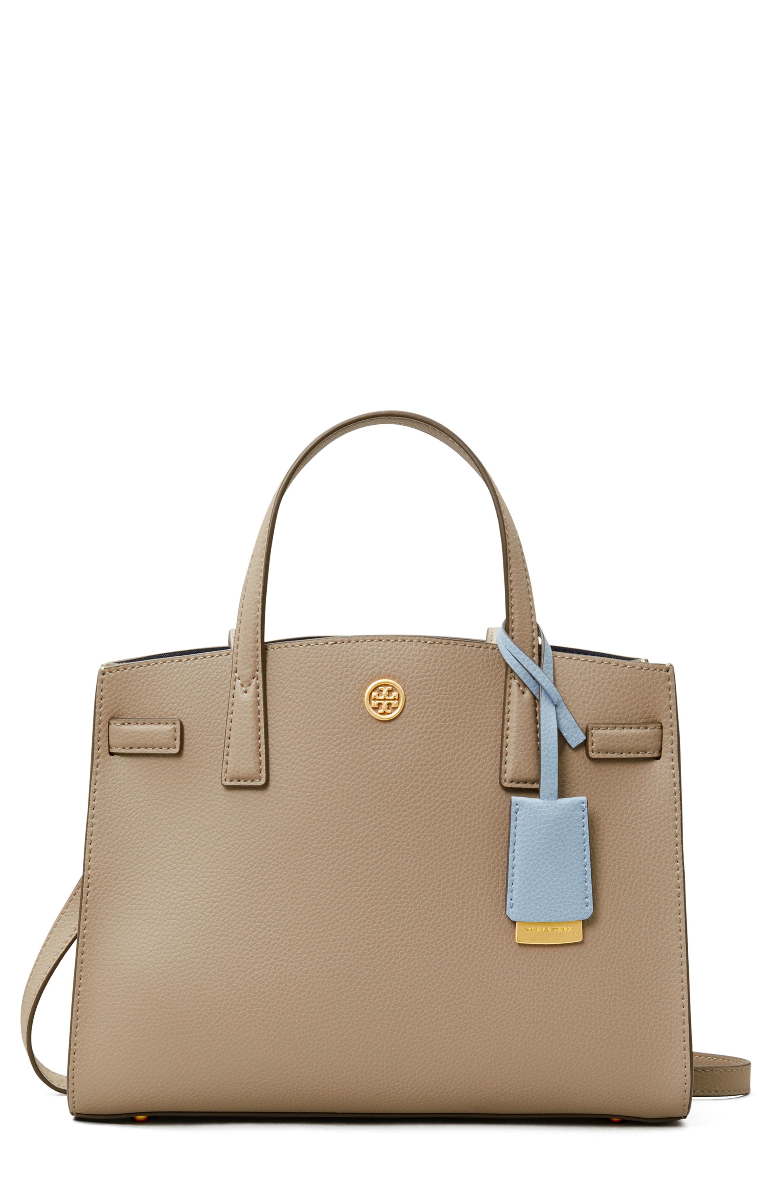 Small Walker Leather Satchel, Main, color, GRAY HERON