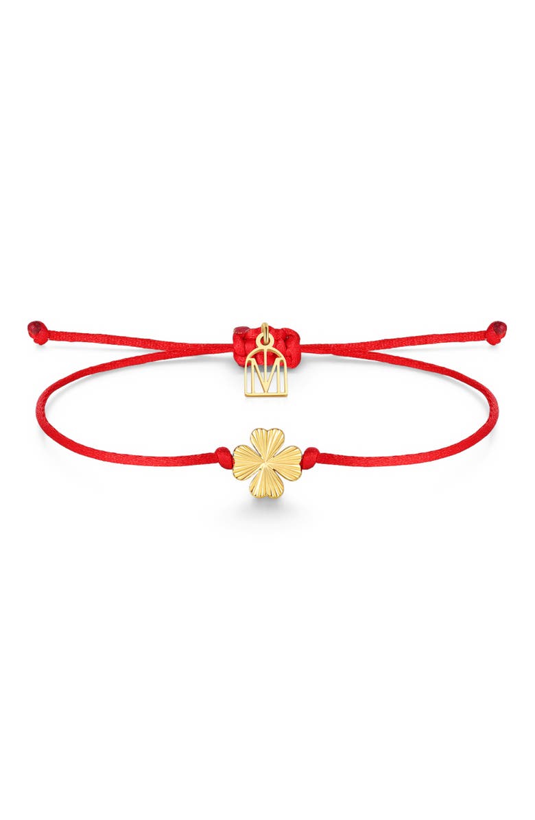 Mantra Clover Good Luck bracelet, Main, color, Yellow Gold
