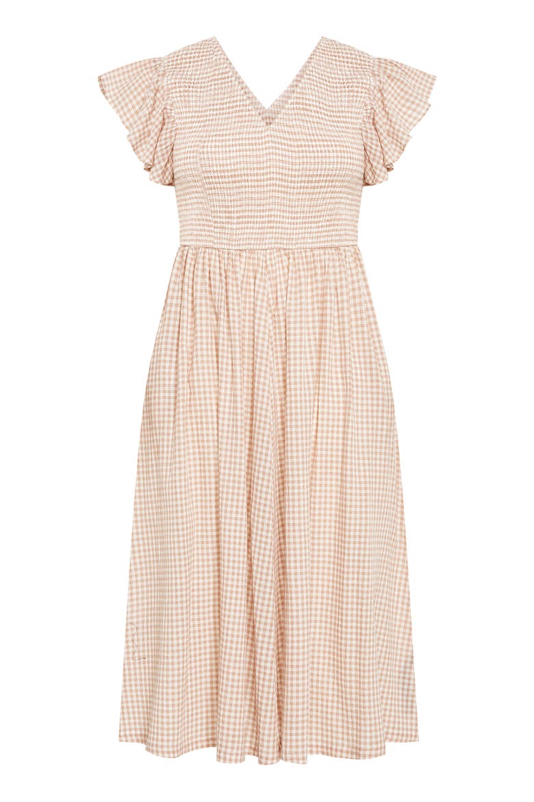 Charley Smocked Sundress, Alternate, color, NATURAL CHECK