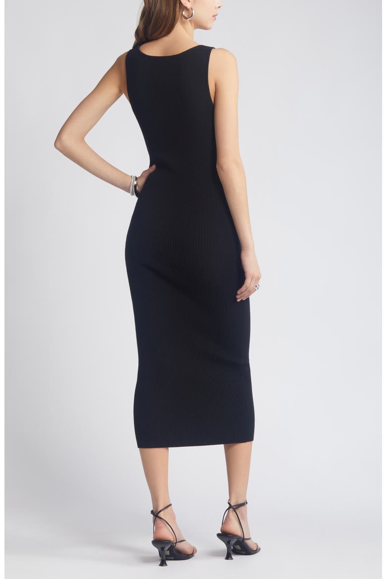 Luxe Sculpt Sleeveless Midi Dress, Alternate, color, BLACK