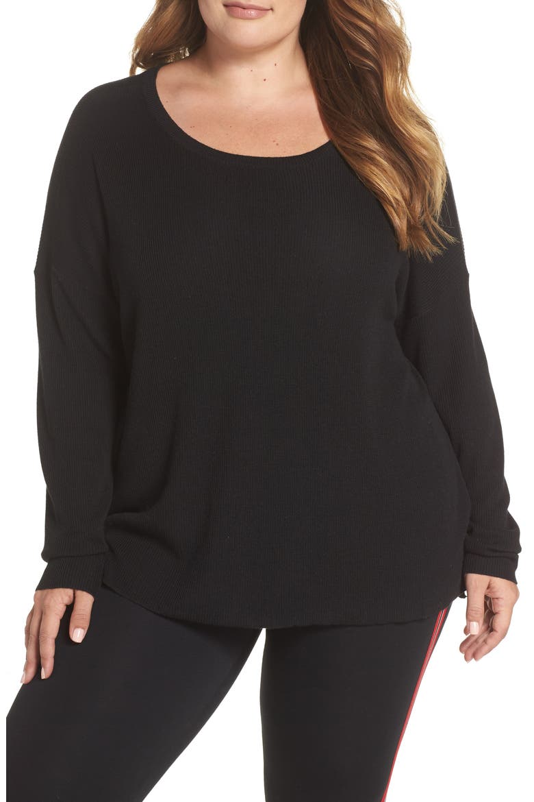 Drop Shoulder Ribbed Sweater, Alternate, color, BLACK