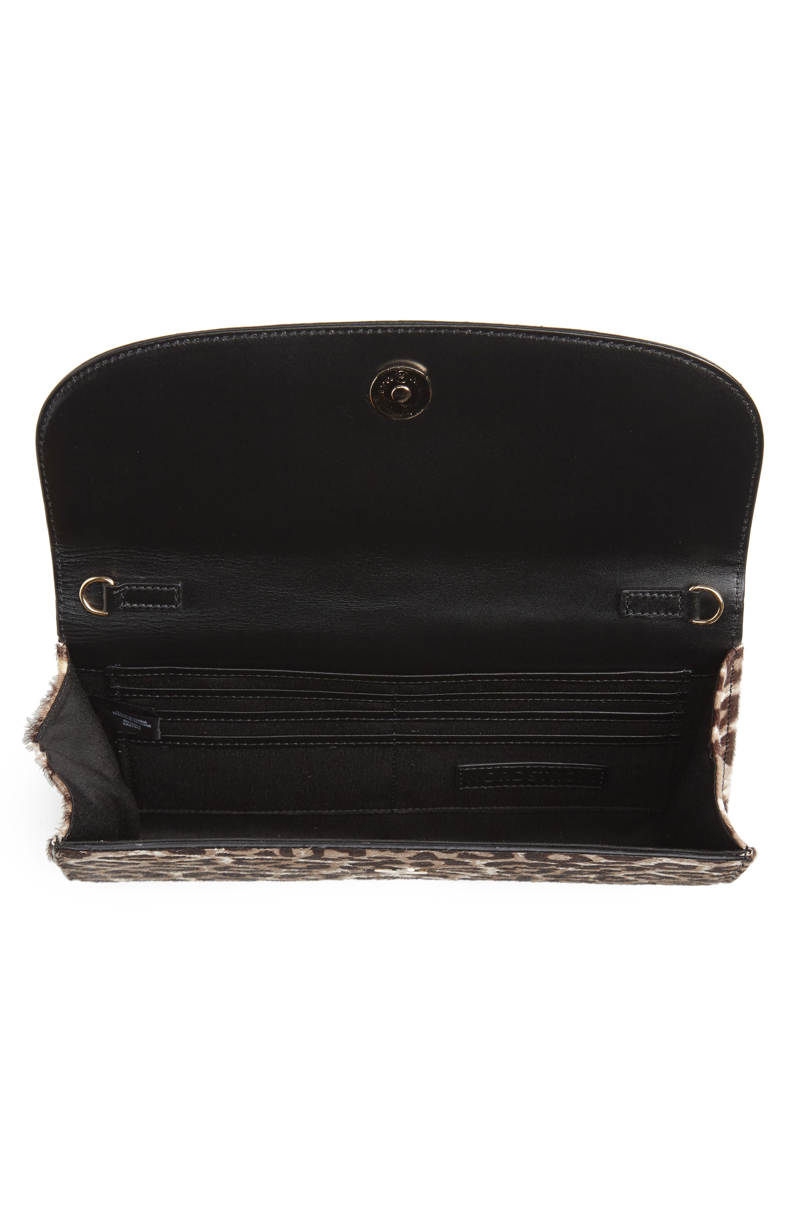Nordstrom Genuine Calf Hair Leopard Print Clutch, Alternate, color, 