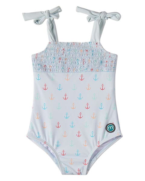Kids' Sail and Anchor Shirred Tie-Strap Swimsuit