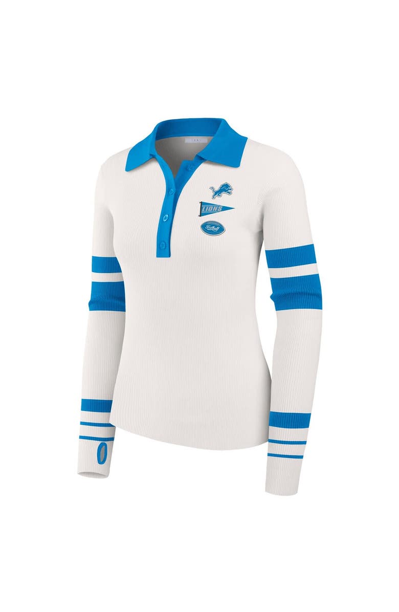 WEAR by Erin Andrews Women
s WEAR by Erin Andrews White Detroit Lions Ribbed Henley Polo Sweater, Alternate, color, White