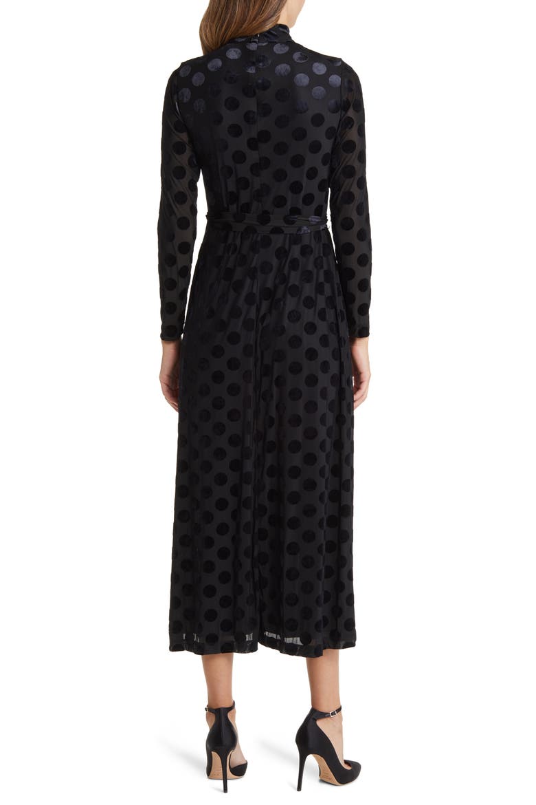 Velvet Dot Mock Neck Long Sleeve Dress, Alternate, color, ANNE BLACK