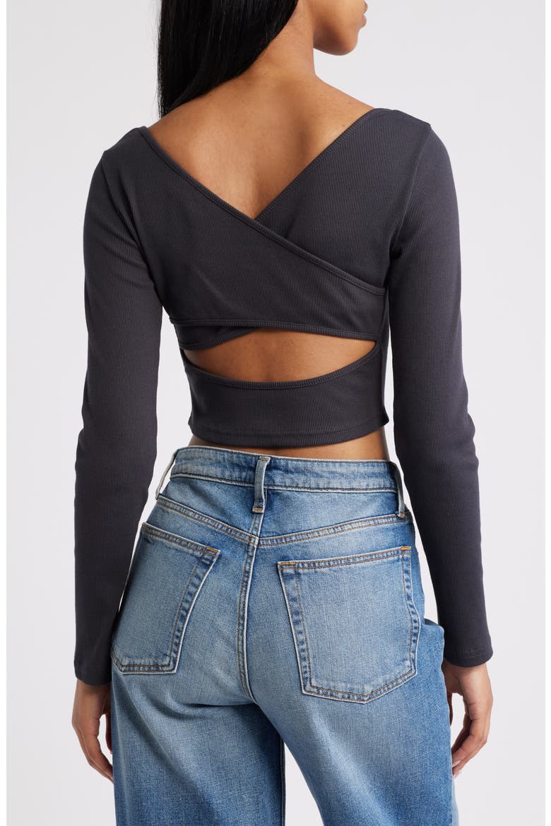 Good Keepsake Long Sleeve Crop Top, Alternate, color, PHANTOM