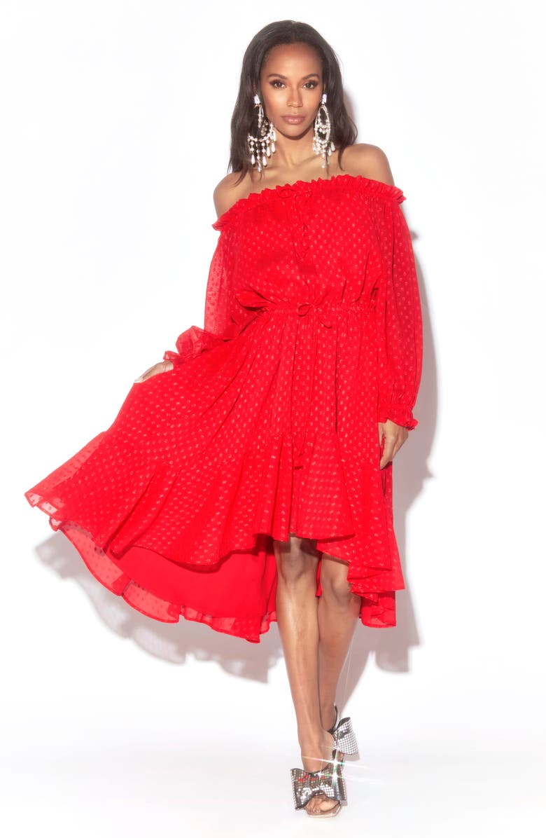 MEGHAN LA Keiko Midi Dress, Alternate, color, Cherry