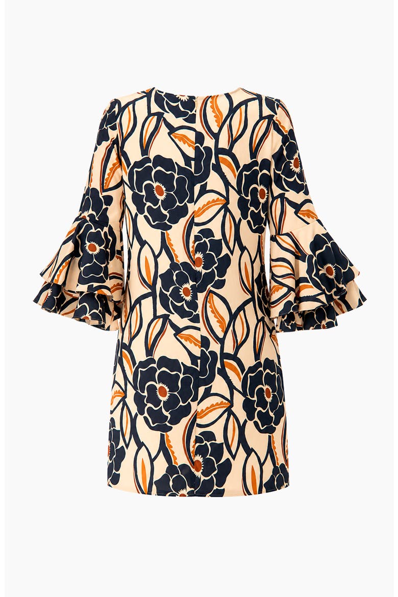Floral V-Neck Dress with Tullip Sleeves, Alternate, color, Light Brown
