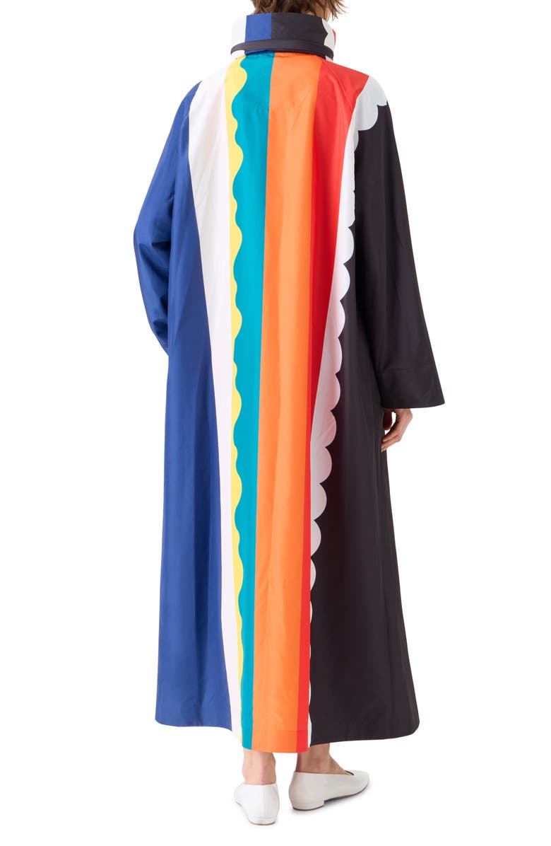 Akris Paravent Print Hooded Taffeta Coat, Alternate, color, Orange Multi