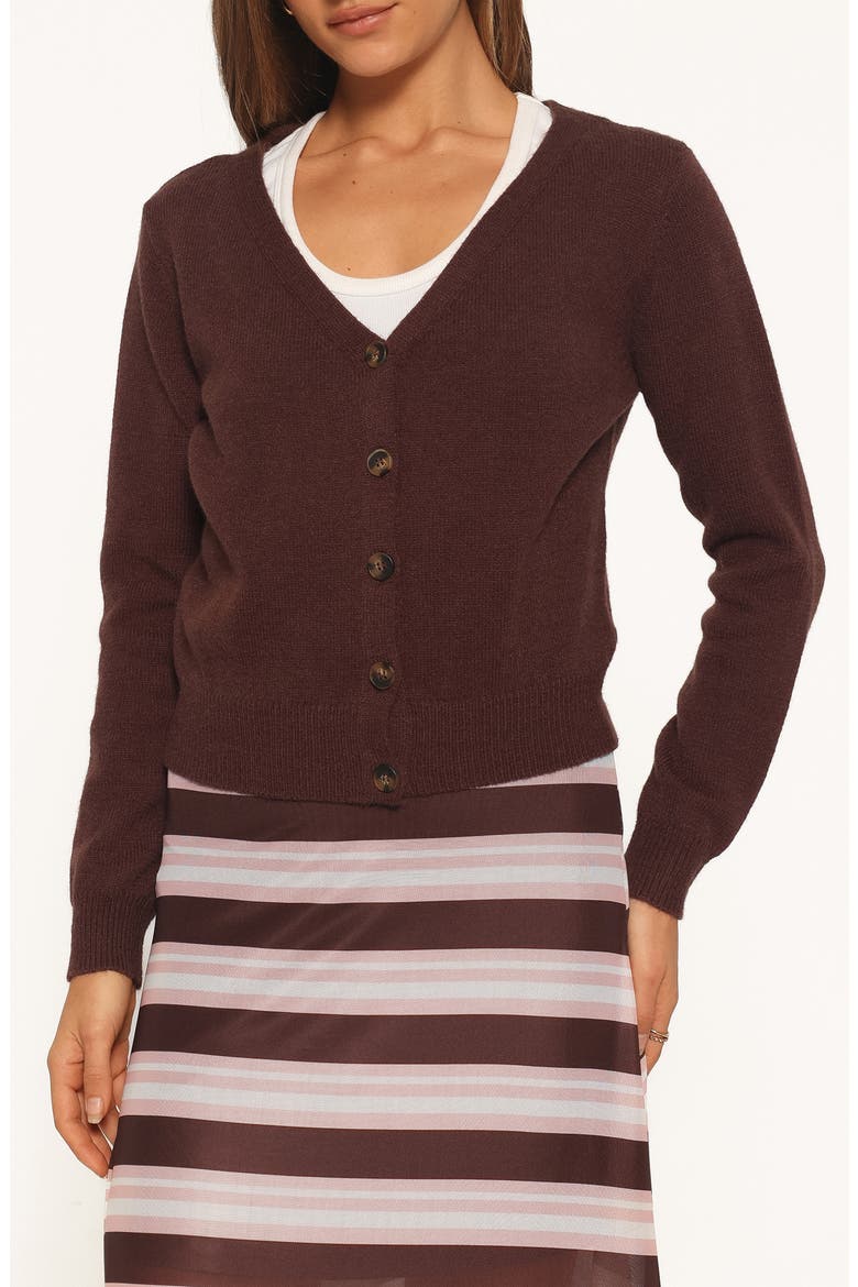 Veniza V-Neck Cardigan, Main, color, BROWN