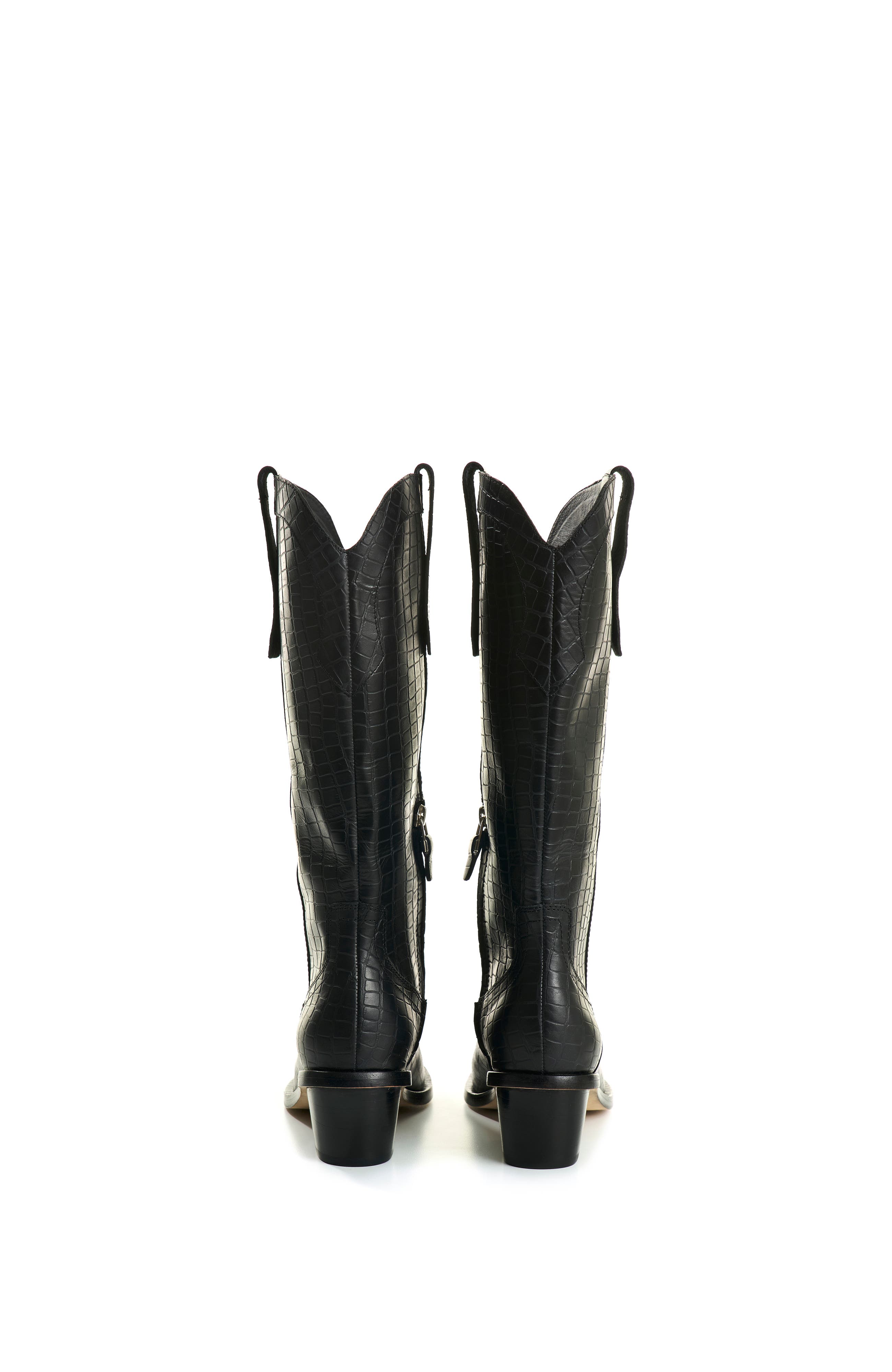 Velez Embossed Leather Boots, Alternate, color, Black