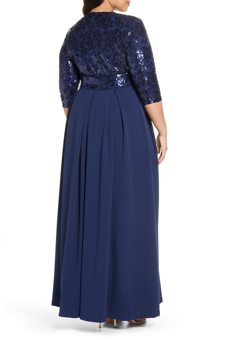 Paris Sequin Bodice Gown, Alternate, color, NOCTURNAL NAVY