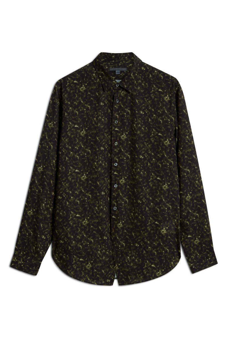 Tara Abstract Print Stretch Button-Up Shirt, Alternate, color, LICHEN GREEN