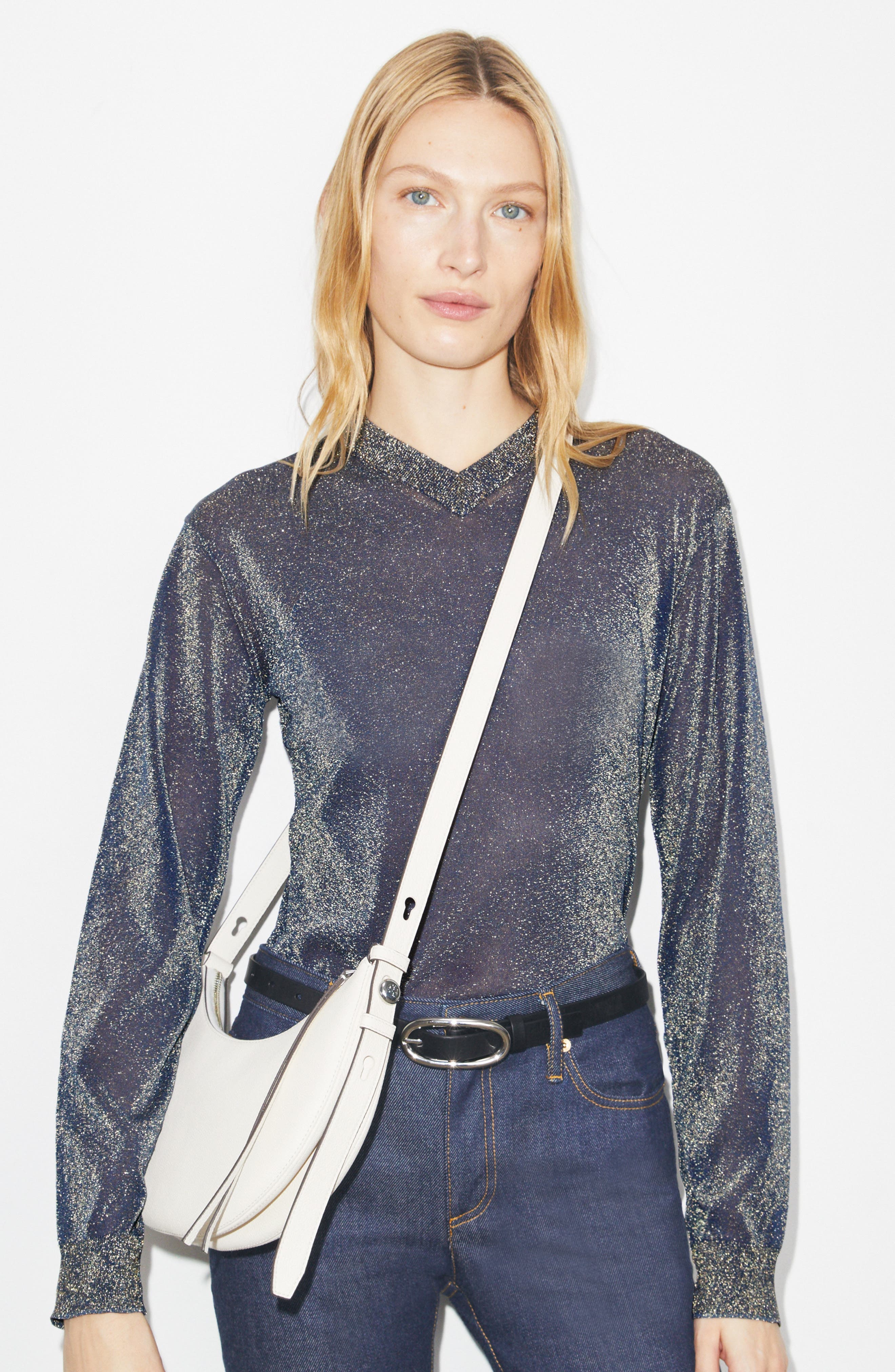 Romy Half Moon Shoulder Bag, Alternate, color, LIGHT CREAM