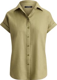 Lauren Ralph Lauren Broono Tissue Linen Button-Up Shirt