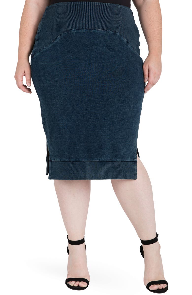 Standards & Practices Kelly Side Slit Knit Pencil Skirt, Main, color, 2243Eclipse