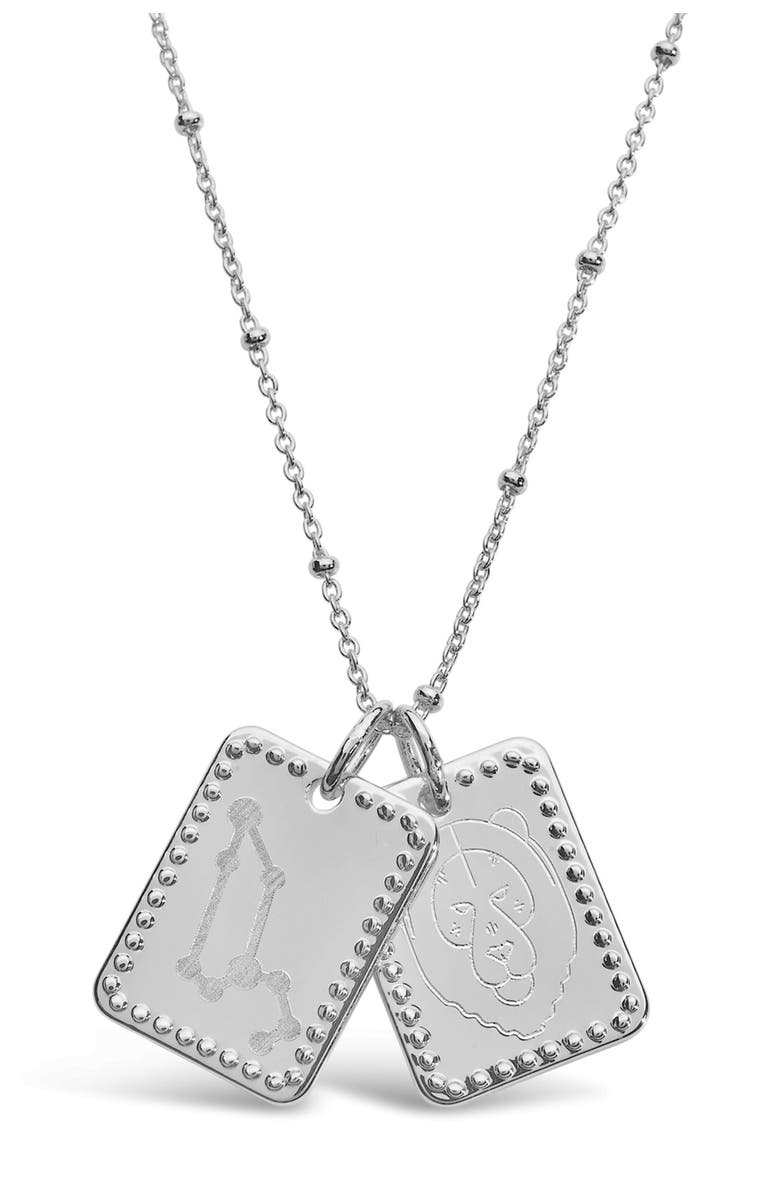 Sterling Forever 14K Gold Plated Brass Zodiac Tag Necklace - Aries, Main, color, Silver - Leo