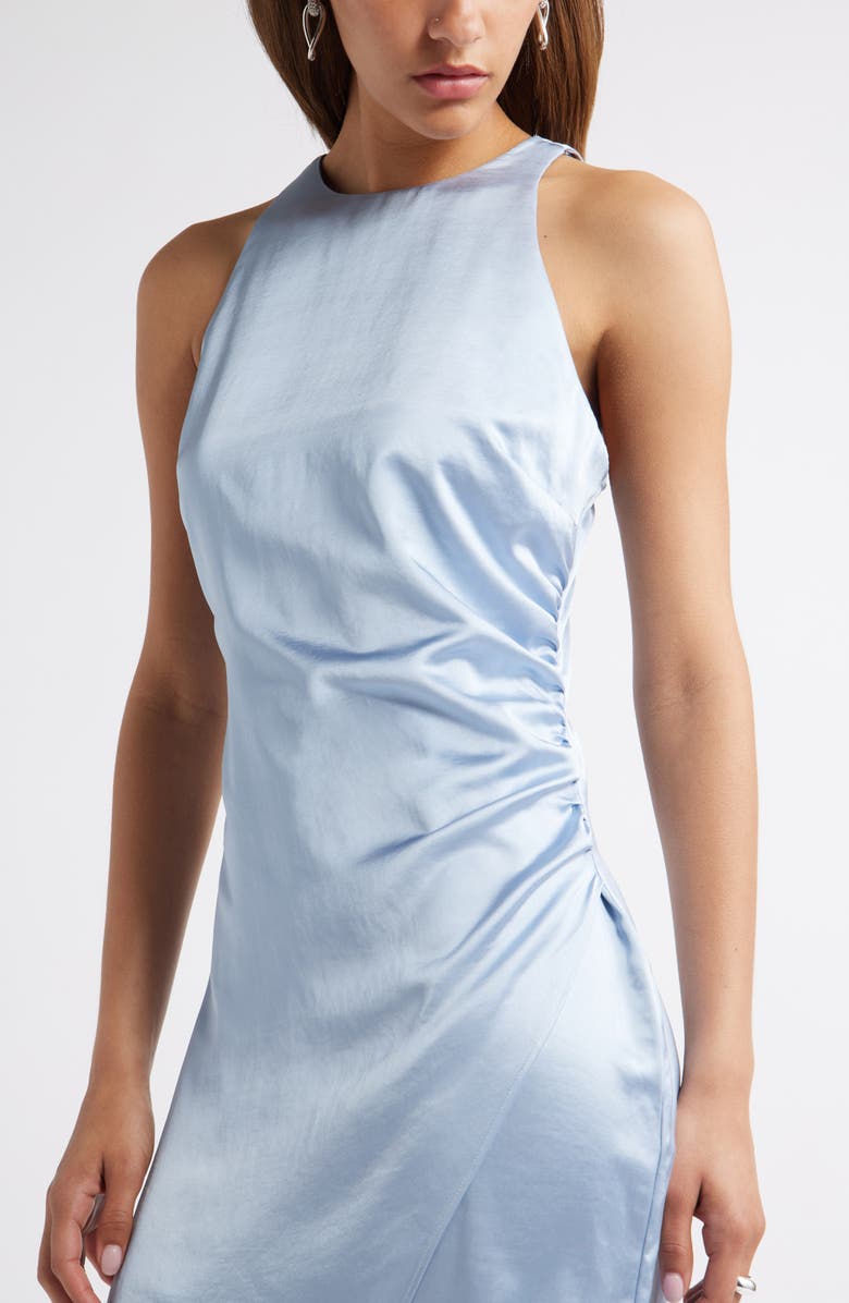 Open Edit Sleeveless Ruched Satin Minidress, Alternate, color, Blue Subdued