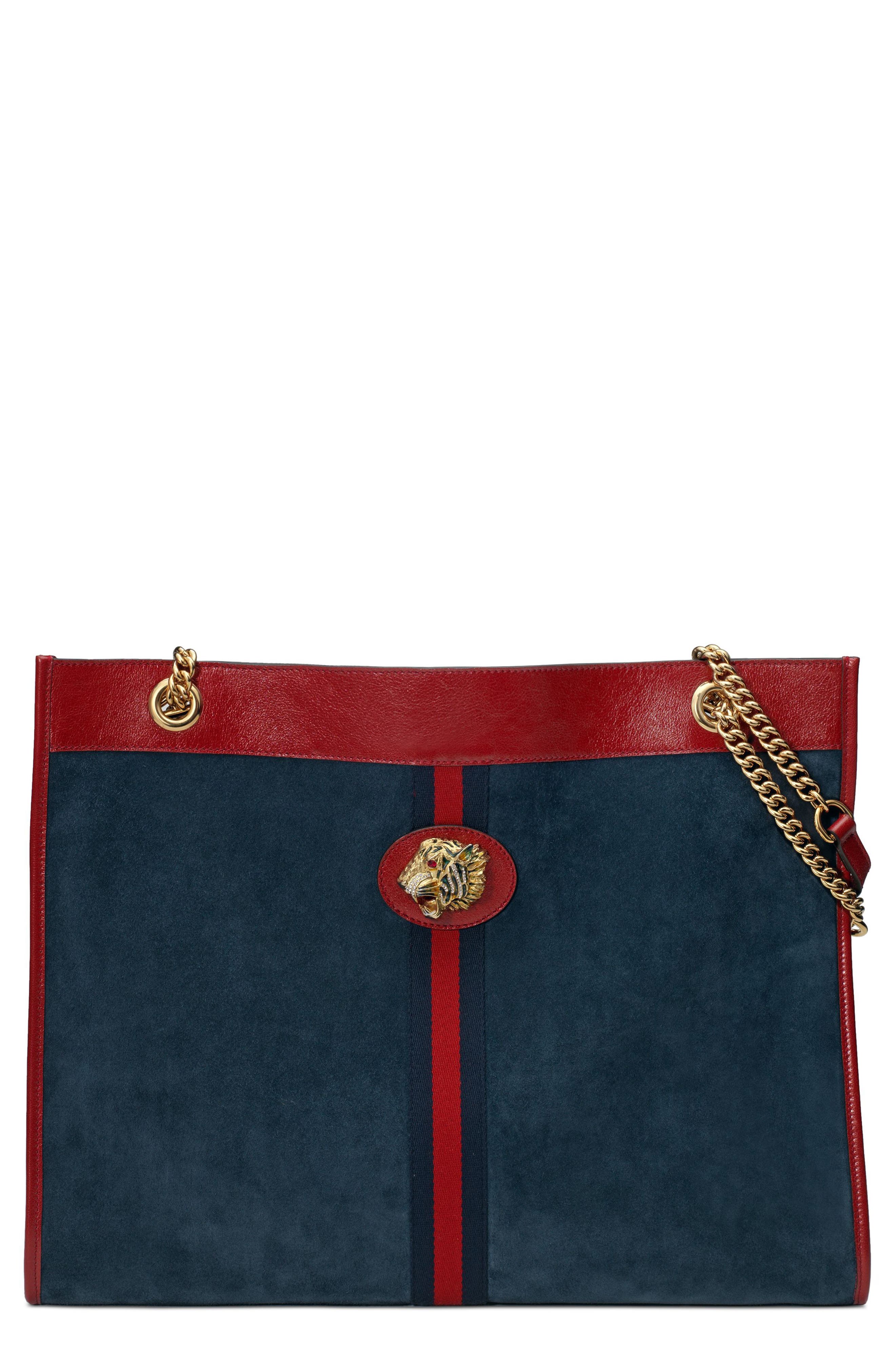 Gucci Large Rajah Suede Tote, Main, color, 