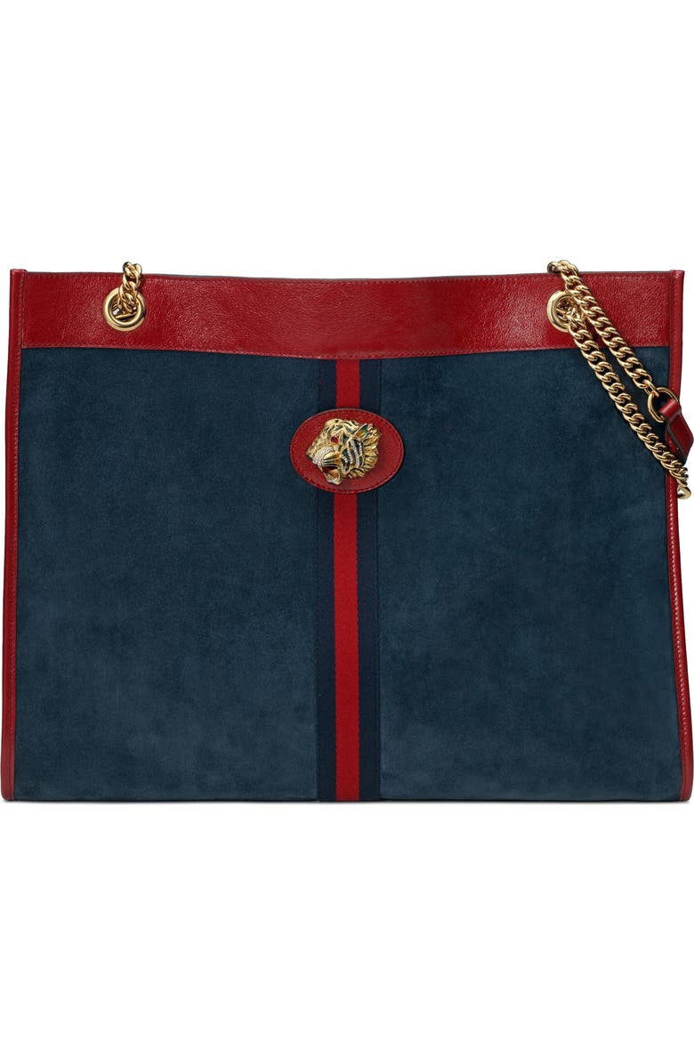 Gucci Large Rajah Suede Tote, Main, color,