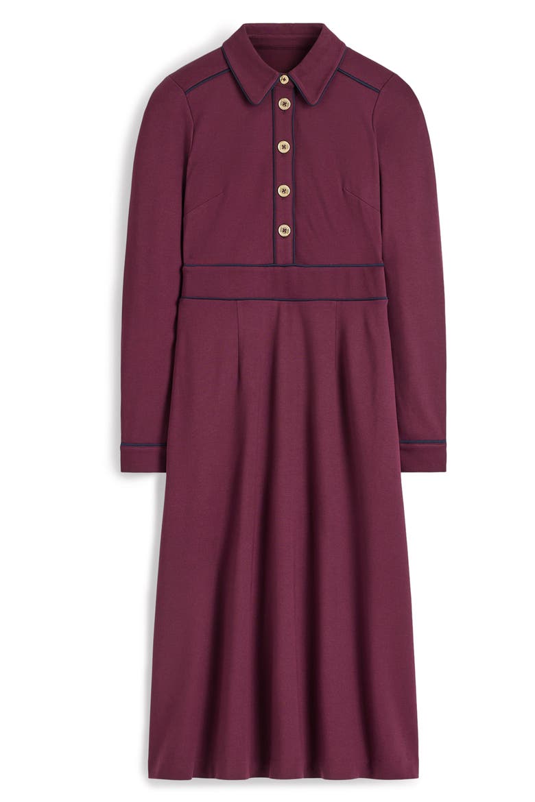 Etta Piping Detail Ponte Dress, Alternate, color, DARK CHERRY, NAVY