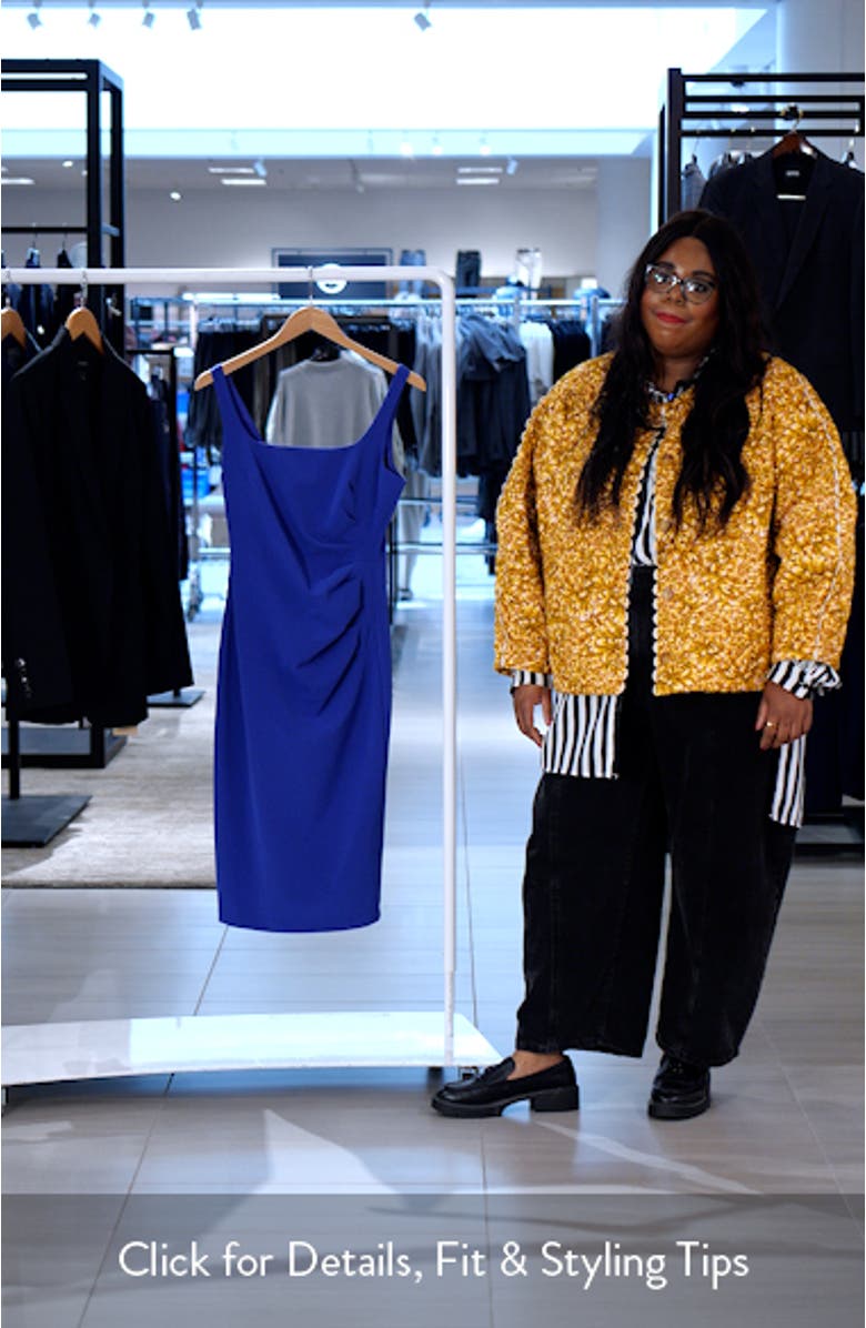 Pleated Sleeveless Stretch Crepe Body-Con Dress, sales video thumbnail