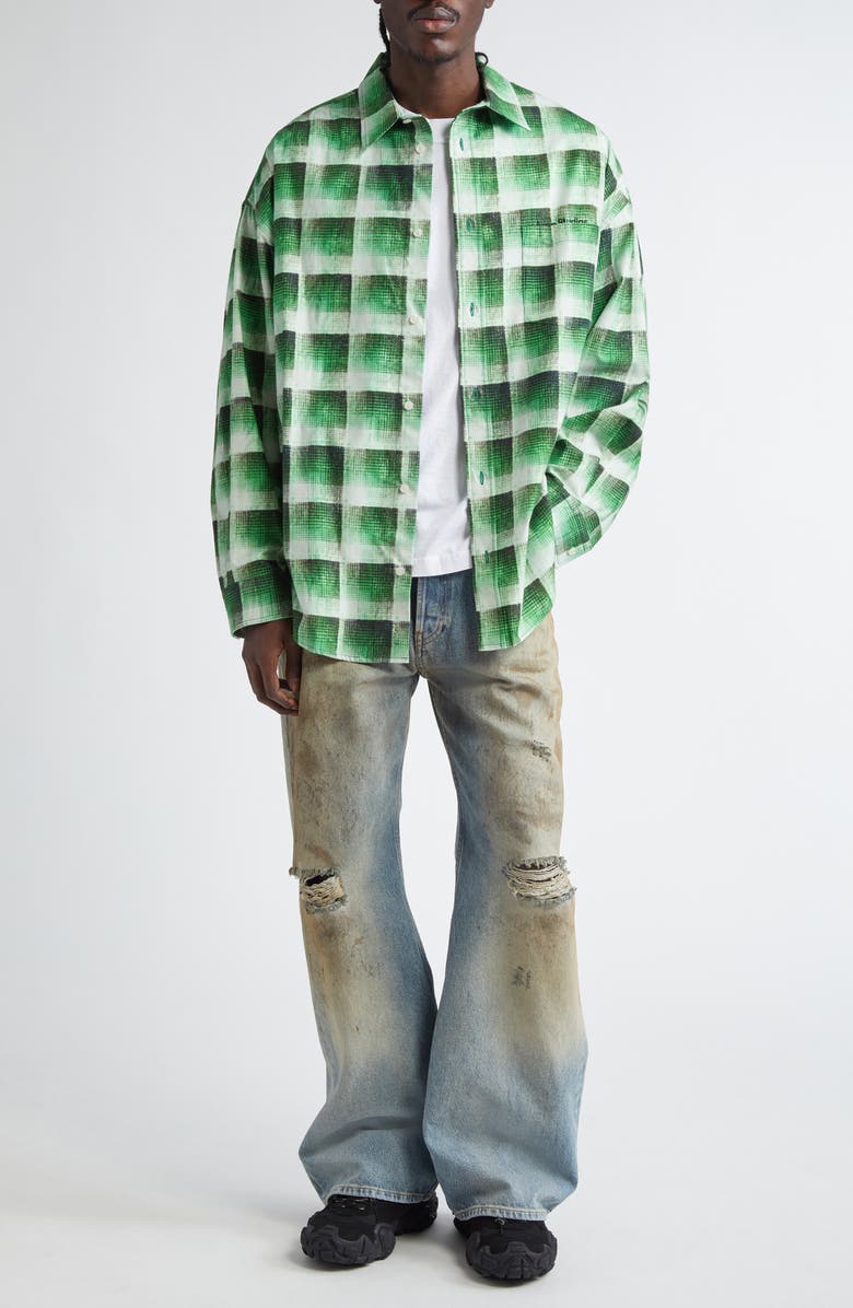 Acne Studios 2021 Penicillin Distressed Loose Fit Wide Leg Jeans, Alternate, color, Mid Blue