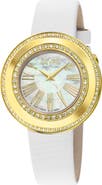 GEVRIL Gandria Mother of Pearl Dial Diamond Leather Strap Watch, 36mm - 0.8424ct.