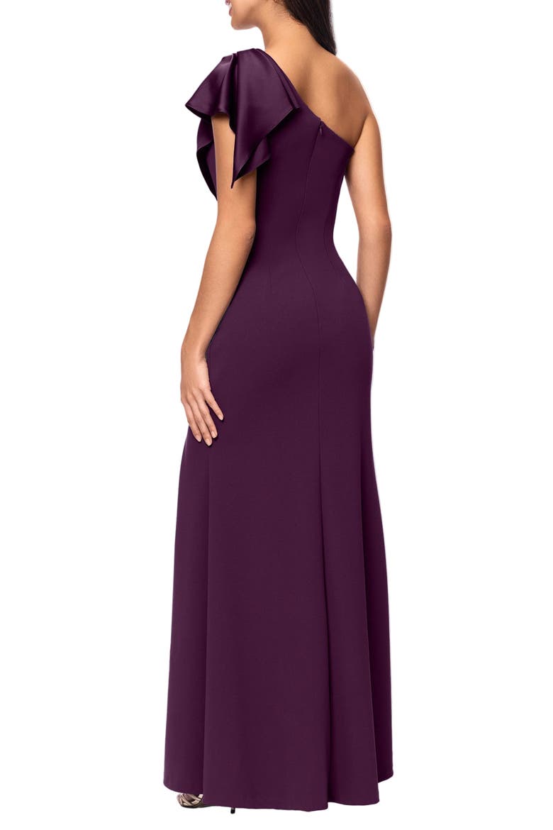 One-Shoulder Ruched Gown, Alternate, color, PLUM