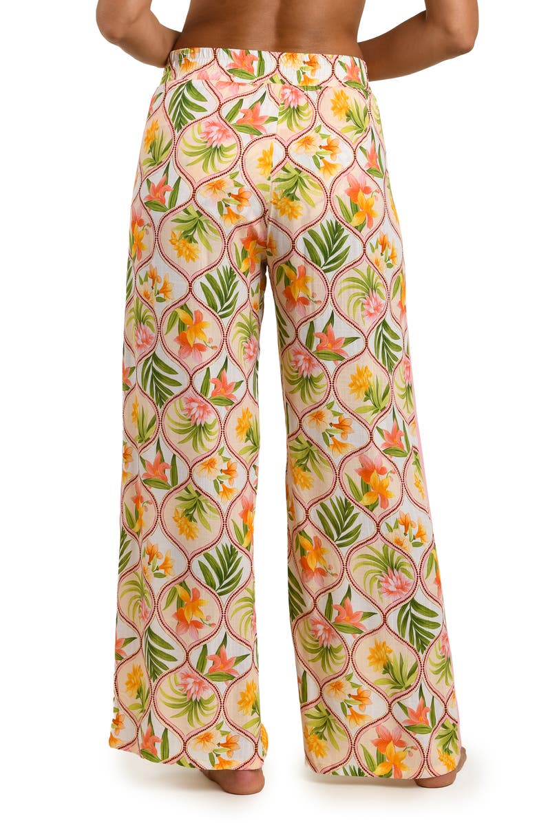 La Blanca Floral Wide Leg Cover-Up Pants, Alternate, color, White Multi