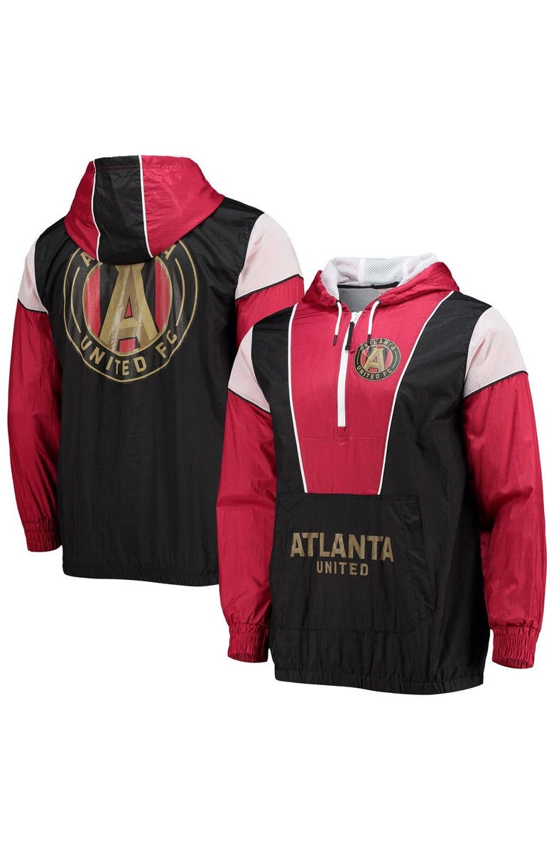 Mitchell & Ness Men's Mitchell & Ness Black Atlanta United FC Highlight Reel Half-Zip Hoodie Windbreaker Jacket, Main, color, 