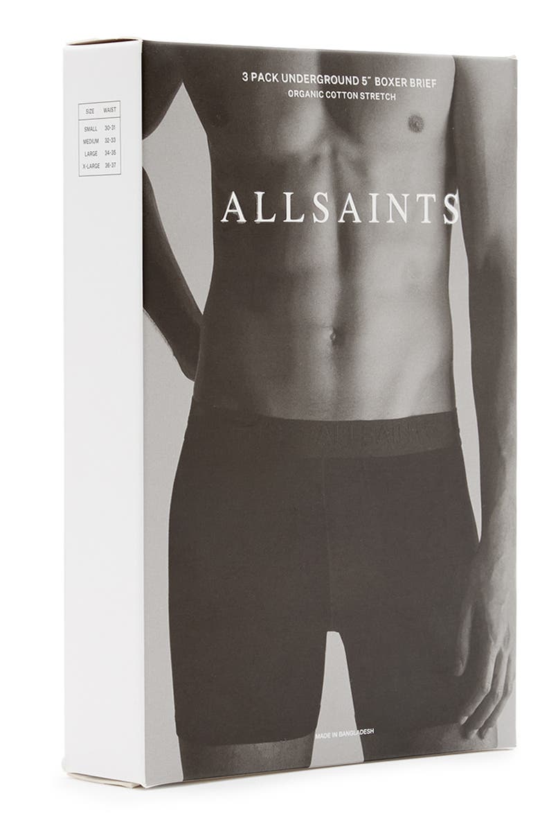 AllSaints 3-Pack Contour Pouch Stretch Organic Cotton Trunks, Alternate, color, Grey Multi