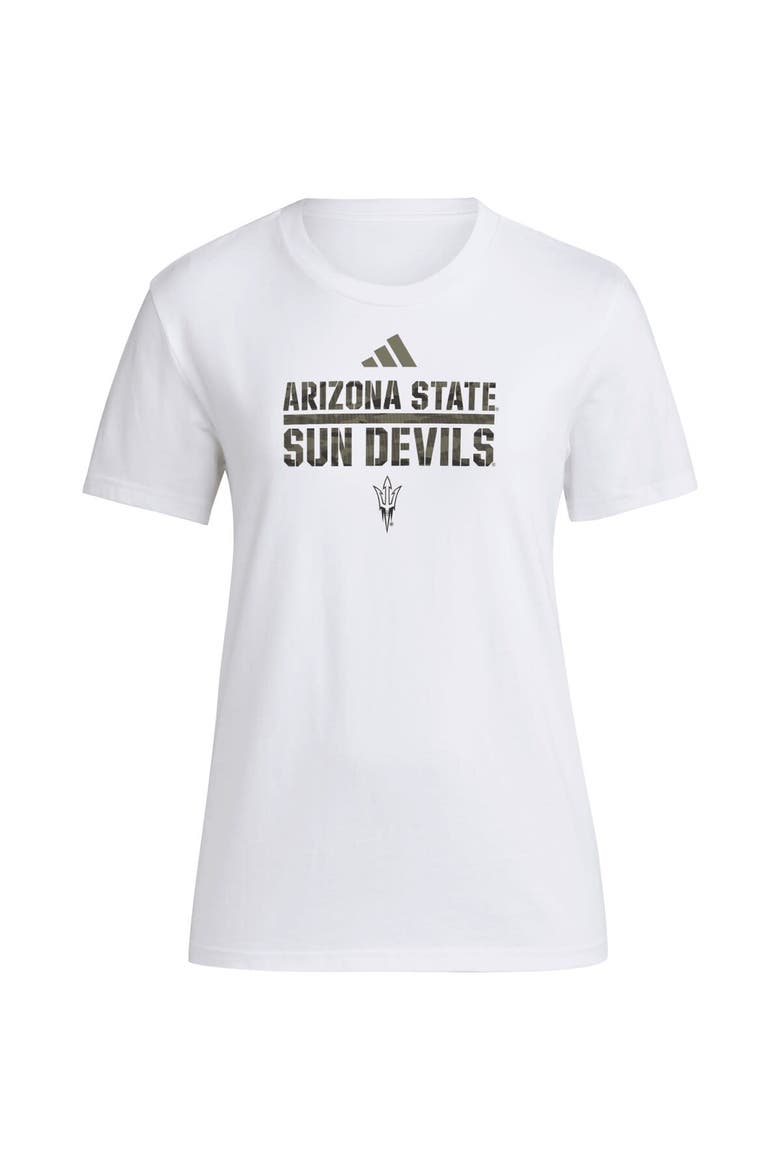 Women's adidas White Arizona State Sun Devils AEROREADY Military Appreciation Pregame T-Shirt, Alternate, color, White