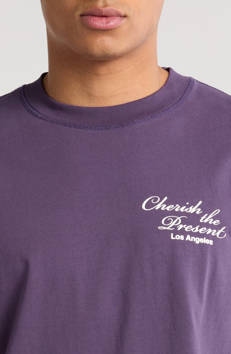 PacSun Cherish the Present Cotton Graphic T-Shirt, Alternate, color, Plum