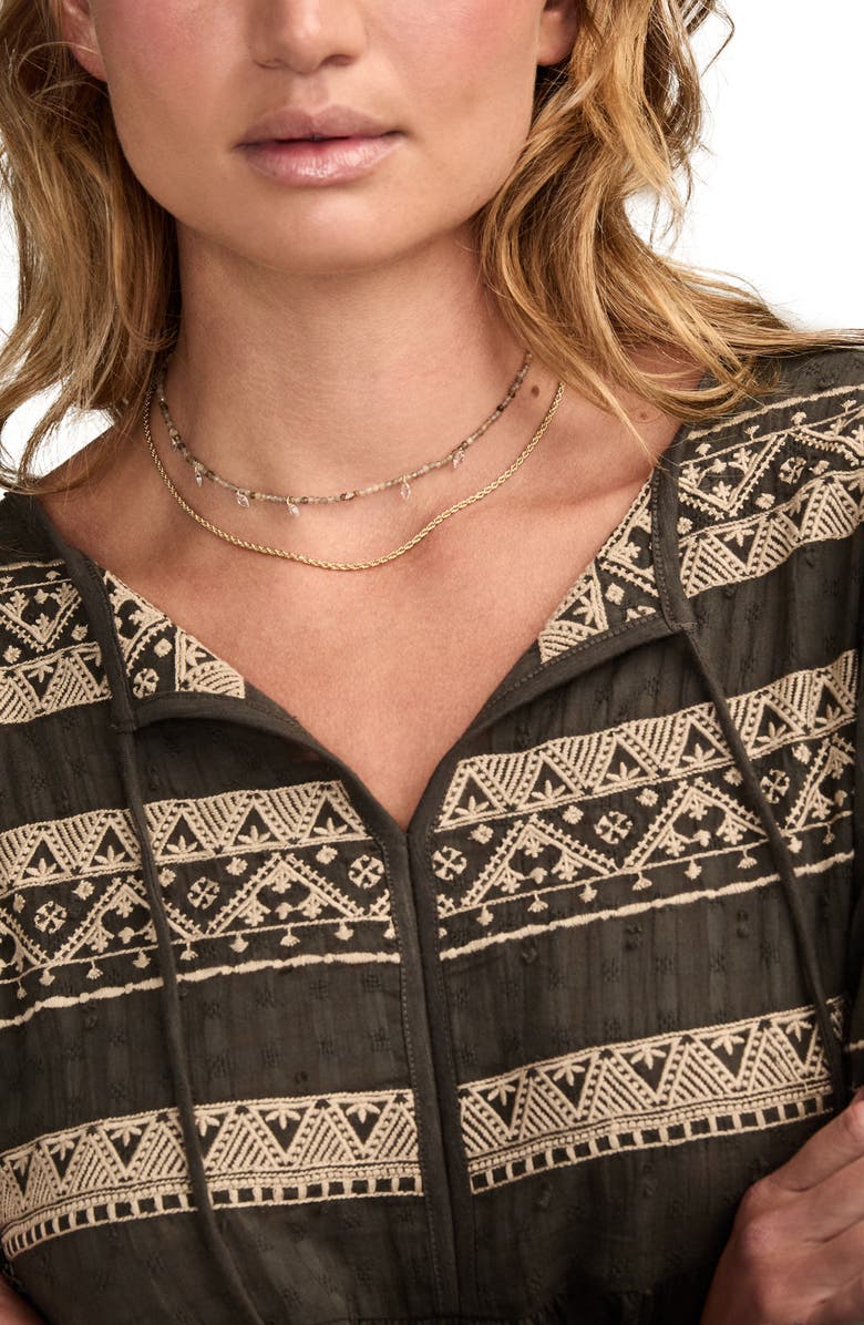 Lucky Brand Embroidered Peasant Top, Alternate, color, Raven