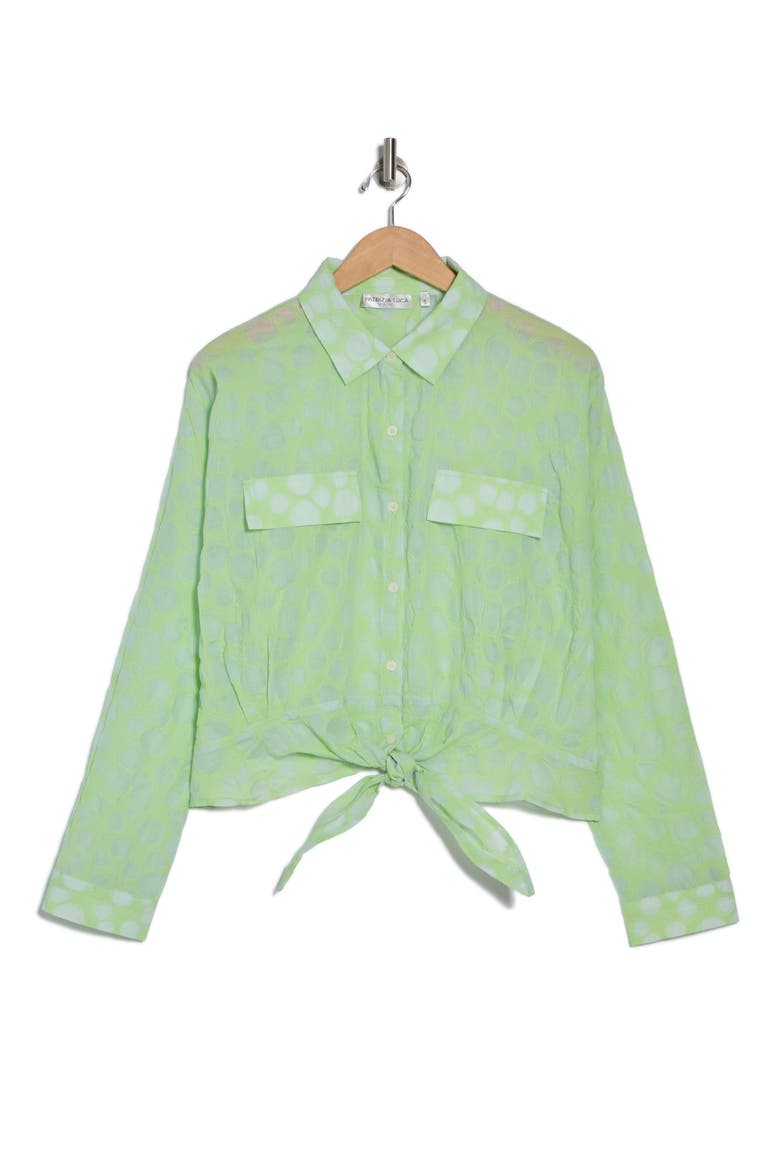 Tie Hem Button Front Shirt, Alternate, color, GREEN