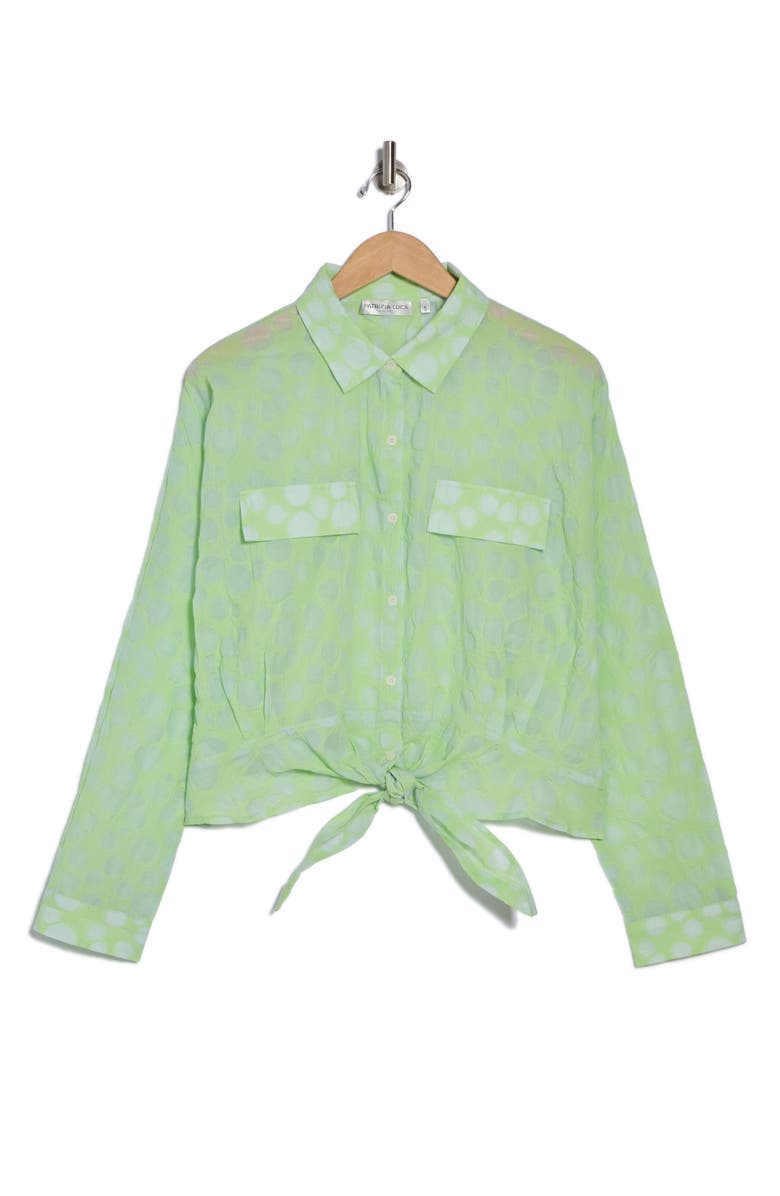 PATRIZIA LUCA Tie Hem Button Front Shirt, Alternate, color, Green
